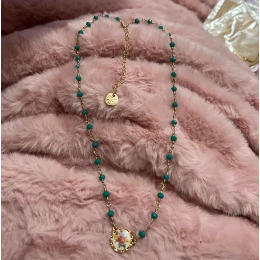 Teal and gold Necklace & Earrings set - Picture 4 of 4